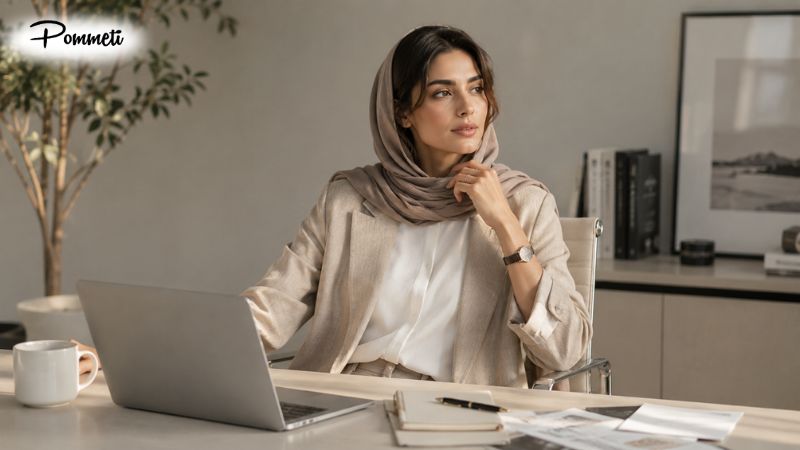 زن شاغل ایرانی با ست رسمی زنانه راحت و مدرن