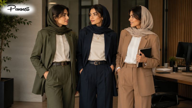 زن شاغل ایرانی با ست رسمی زنانه راحت و مدرن