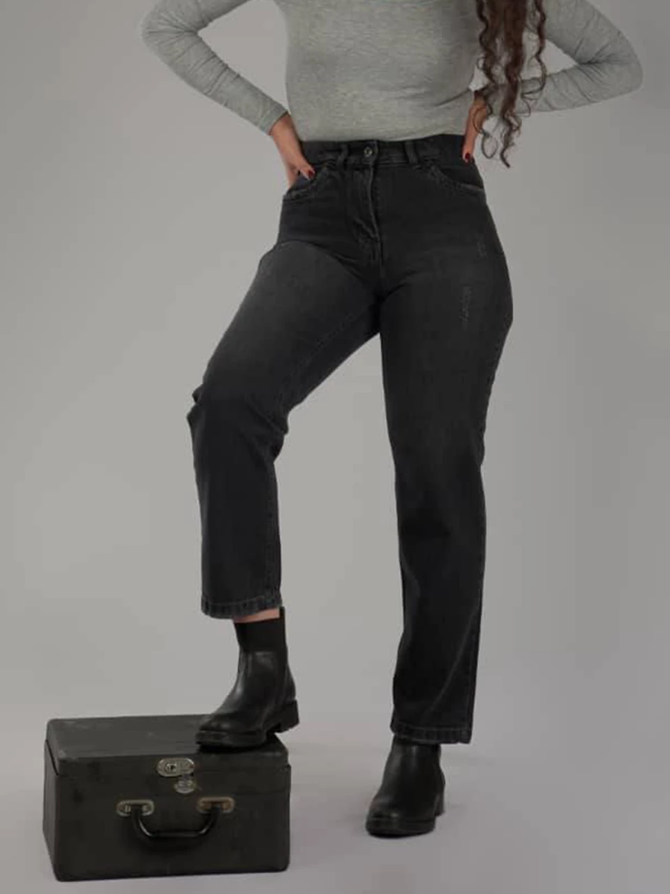 شلوار جین نیم بگ 416 ساده BY