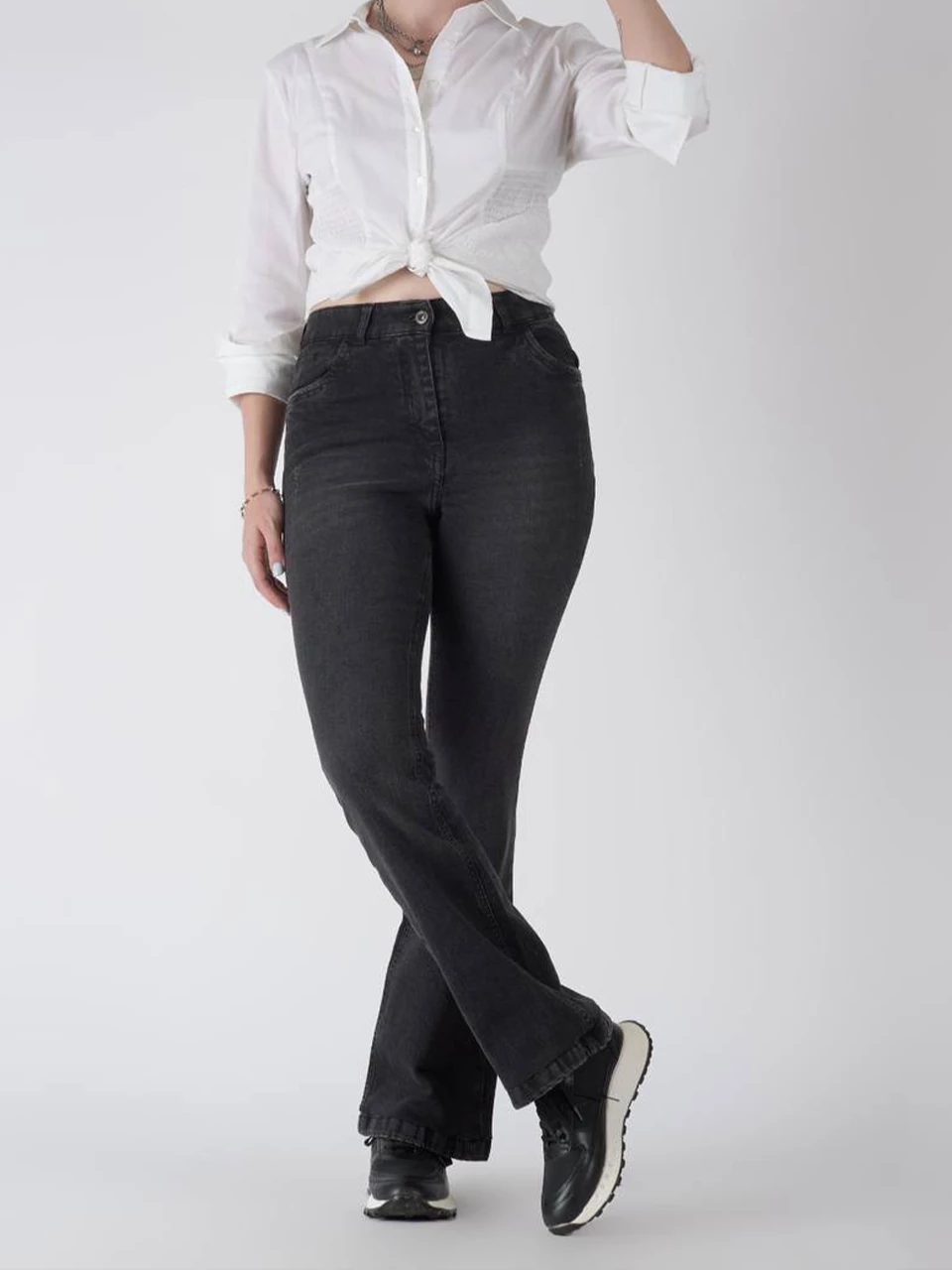 شلوار جین نیم بگ 416 ساده BY