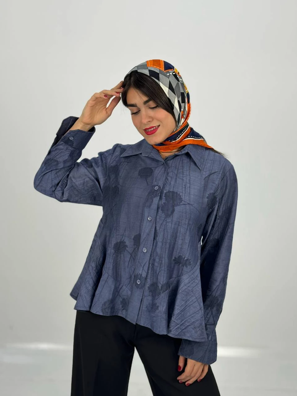 پیراهن میدی 61299 ژاکارد گازوئیلی دامن کلوش RY