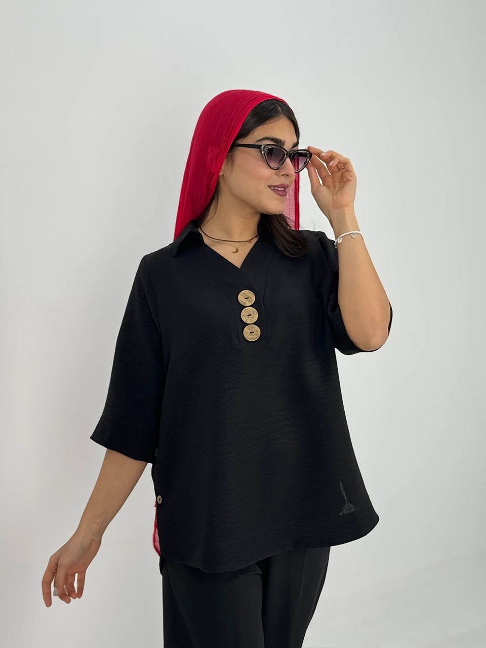 پیراهن میدی 61318 زارا دکمه چوبی RY