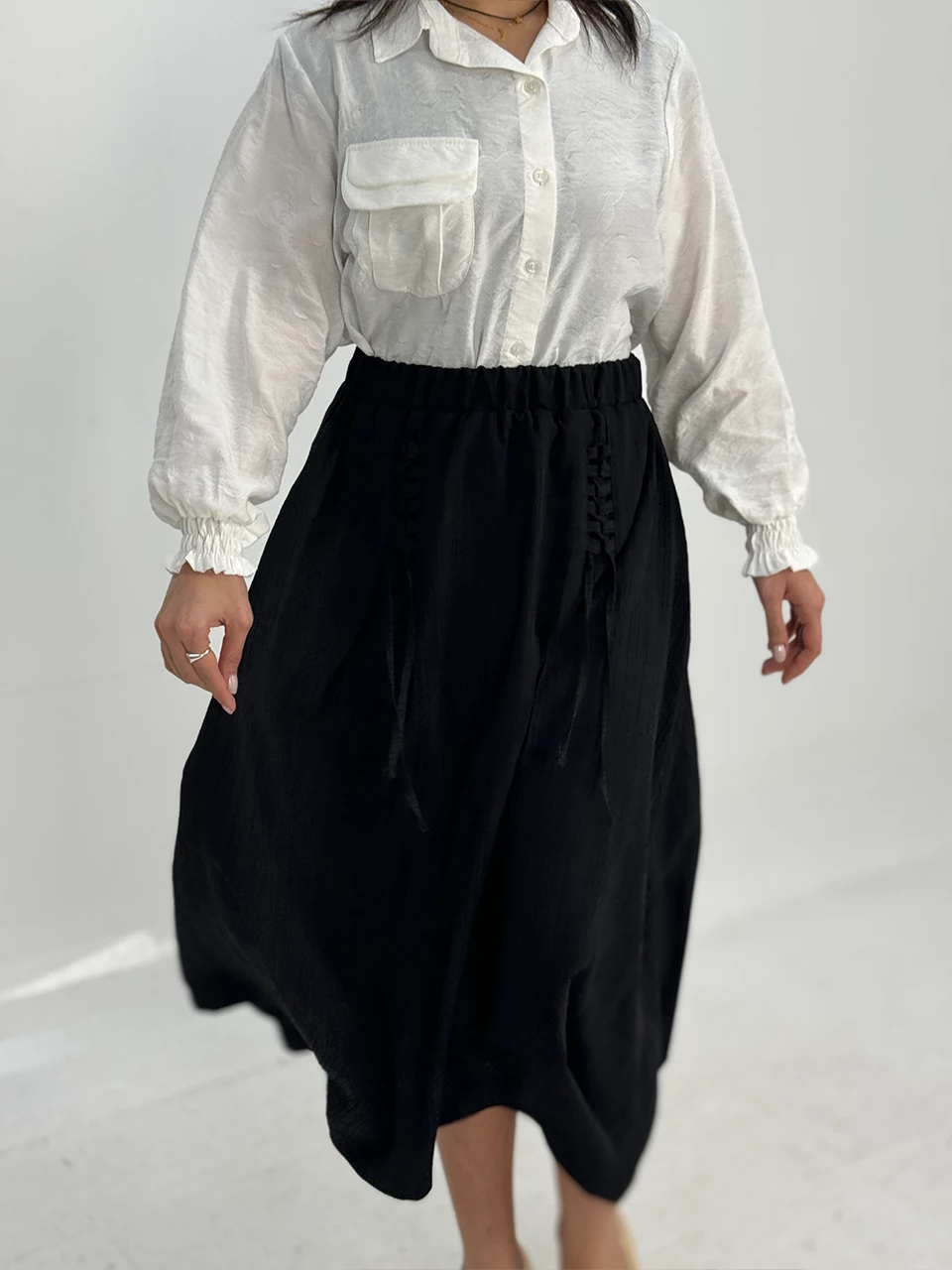 دامن پارچه ای میدی 31060 بندی سه خط RY