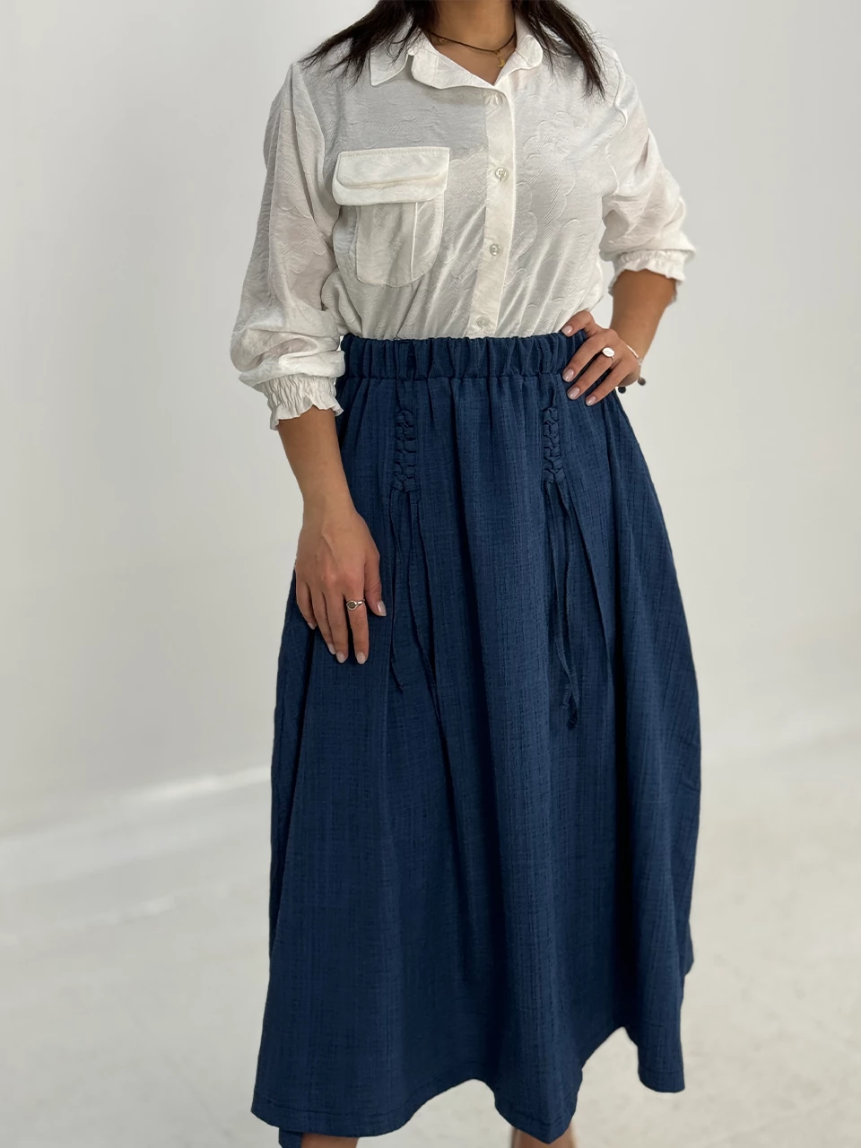 دامن پارچه ای میدی 31060 بندی سه خط RY