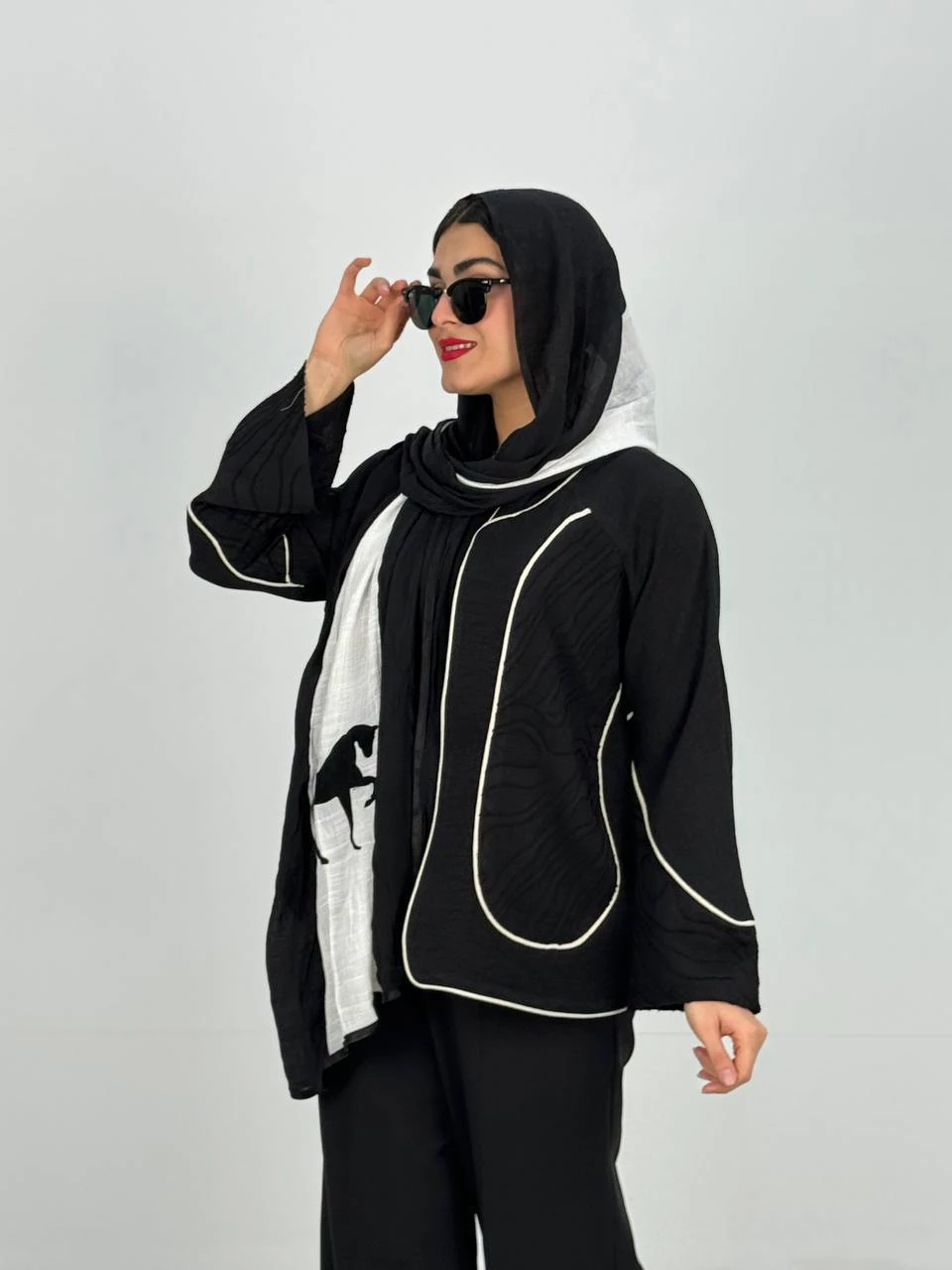 مانتو میدی 61309 آستین رگلان ترکیبی RY