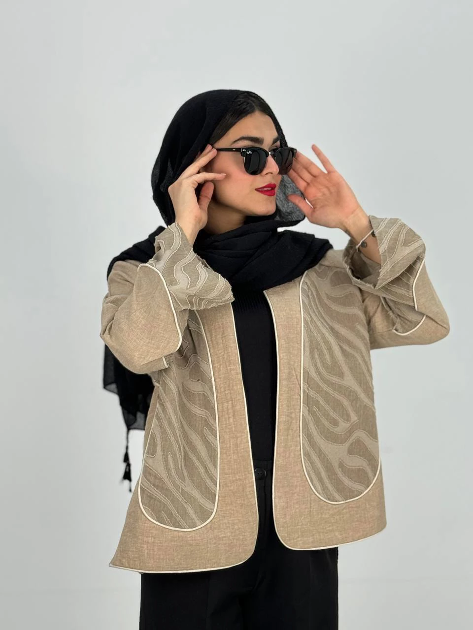 مانتو میدی 61309 آستین رگلان ترکیبی RY