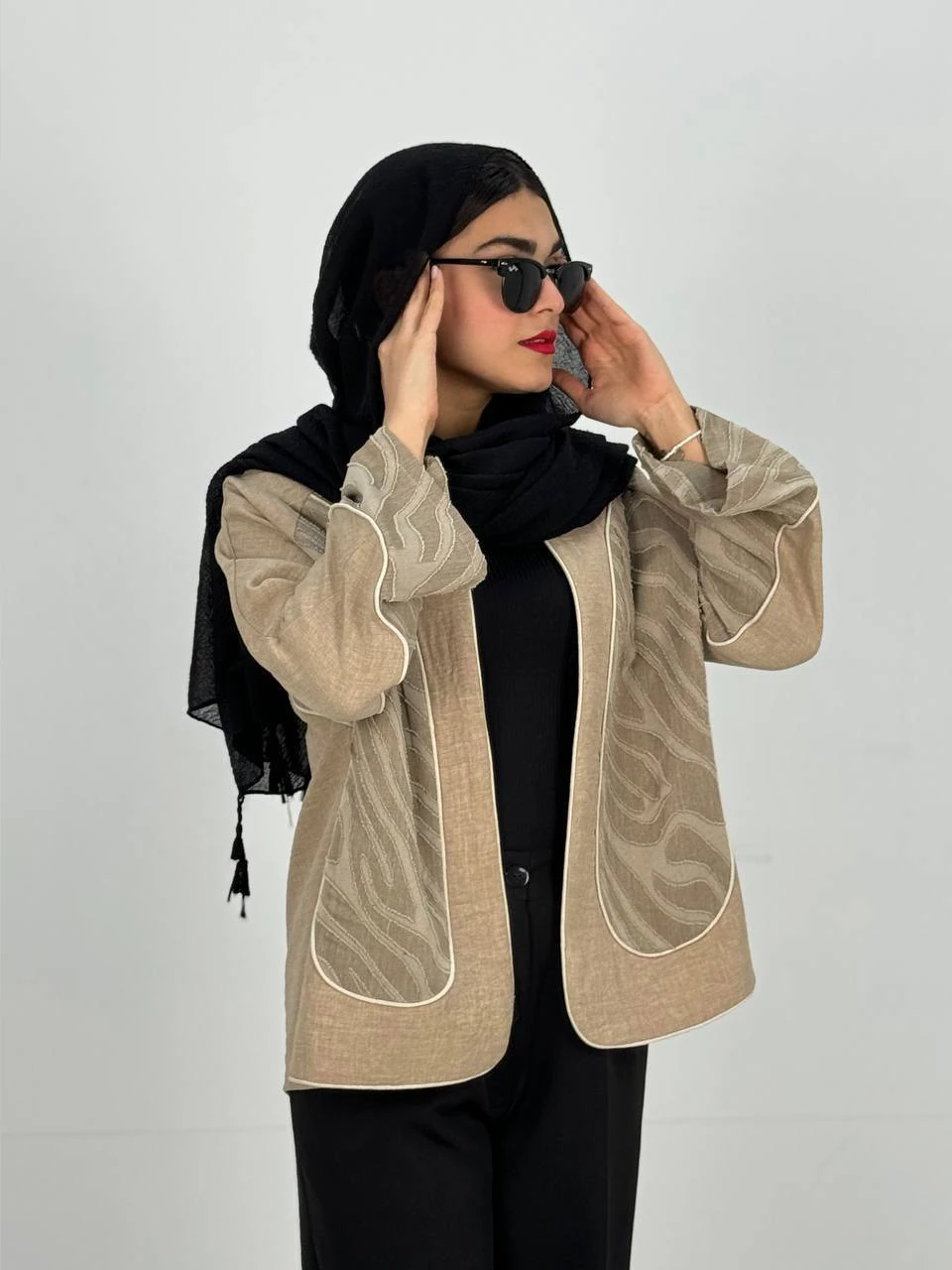 مانتو میدی 61309 آستین رگلان ترکیبی RY