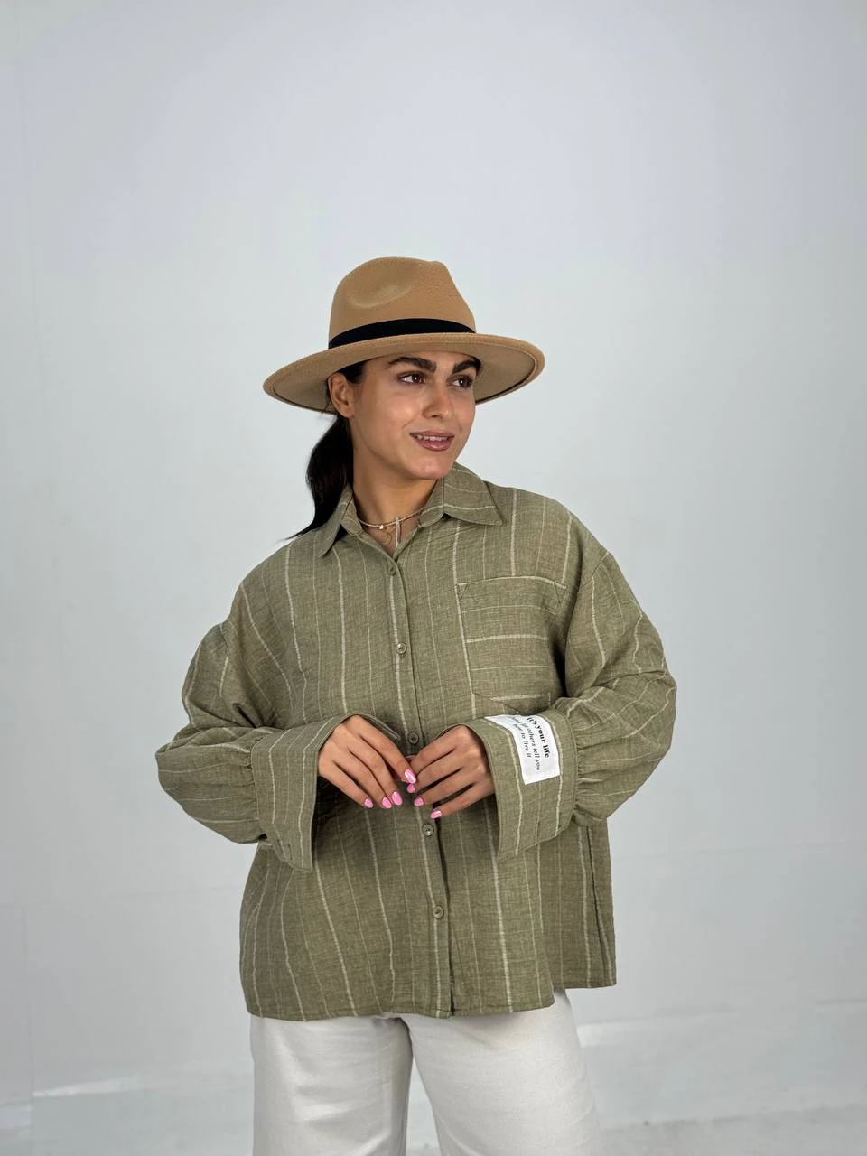 پیراهن میدی 61325 لینن دیپلمات پشت چین دار RY