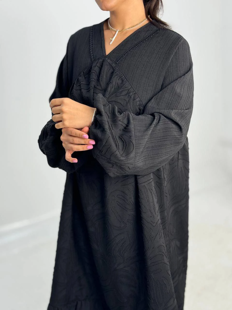 پیراهن لانگ 61357 ساحلی ترکیبی یقه هفت RY