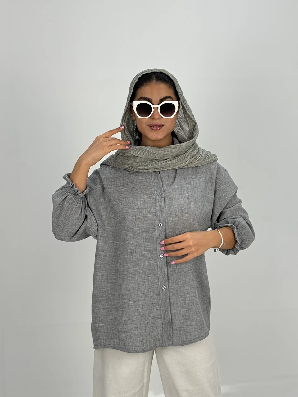 پیراهن میدی 61366 داماسک آستین چین دار RY