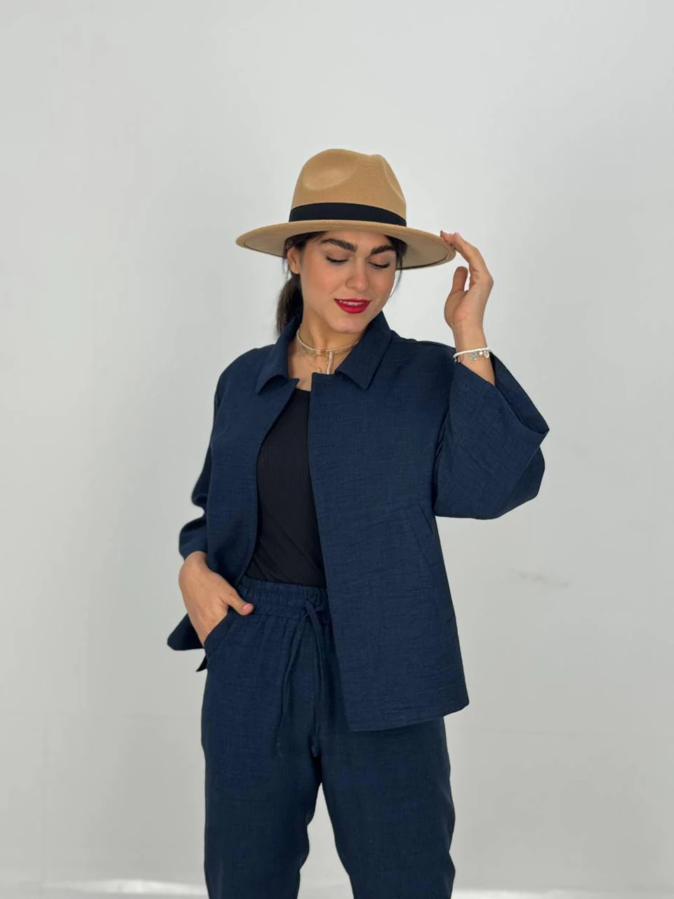 کت میدی 61362 ساده یقه دار RYS