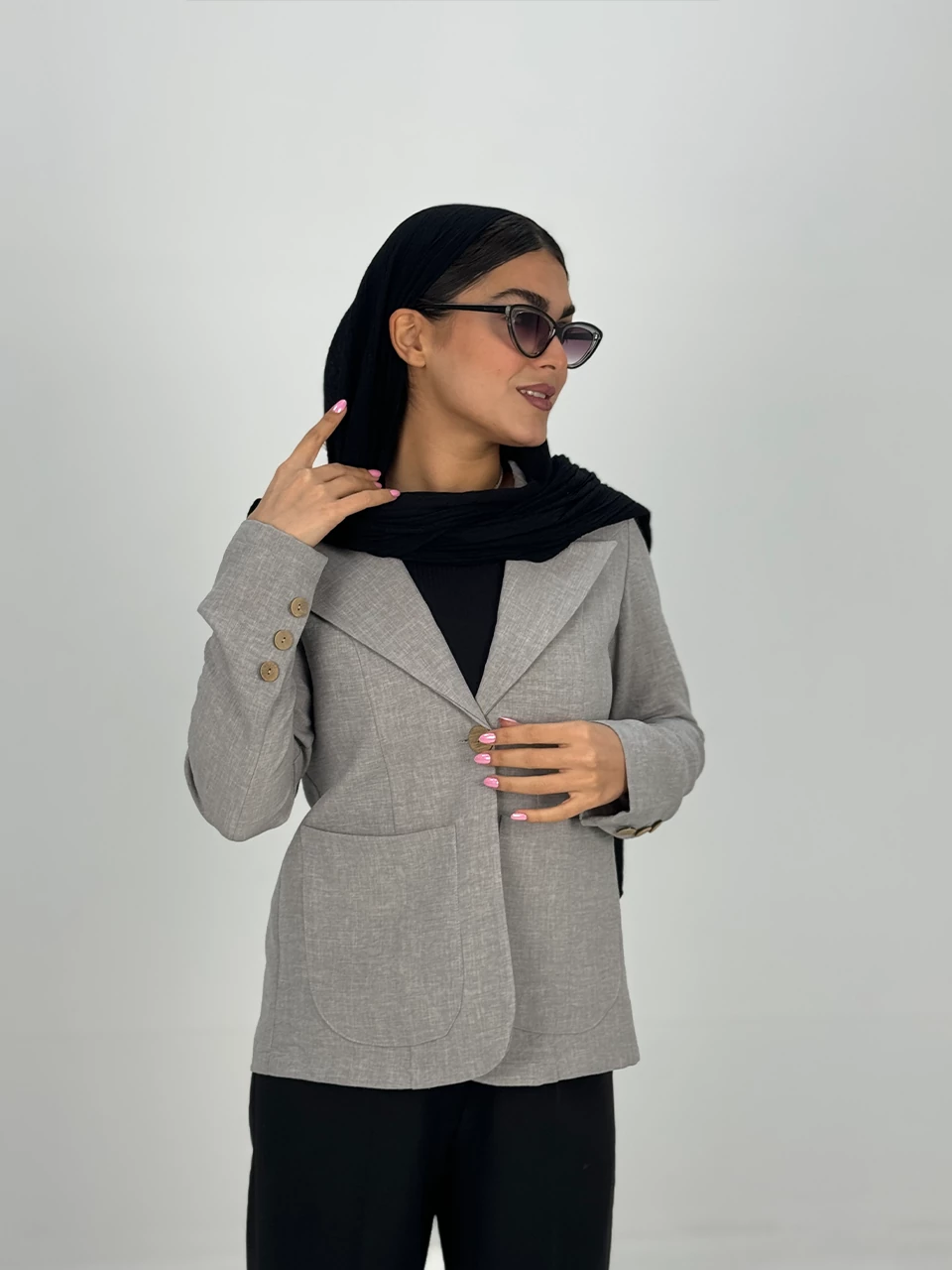 کت میدی 61365 لینن پشت چاکدار RY