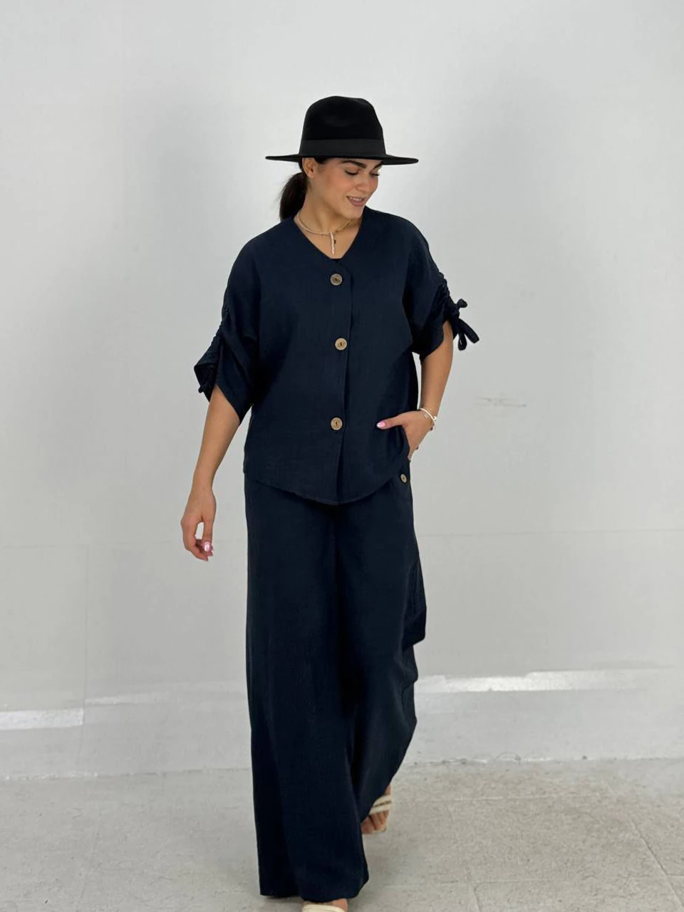 ست پیراهن و شلوار 61376 آستین گت دار RY