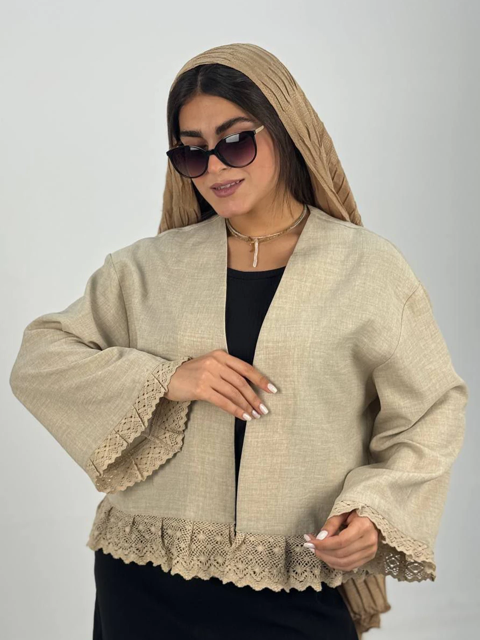 مانتو میدی 61407 لینن پایین گیپور RY