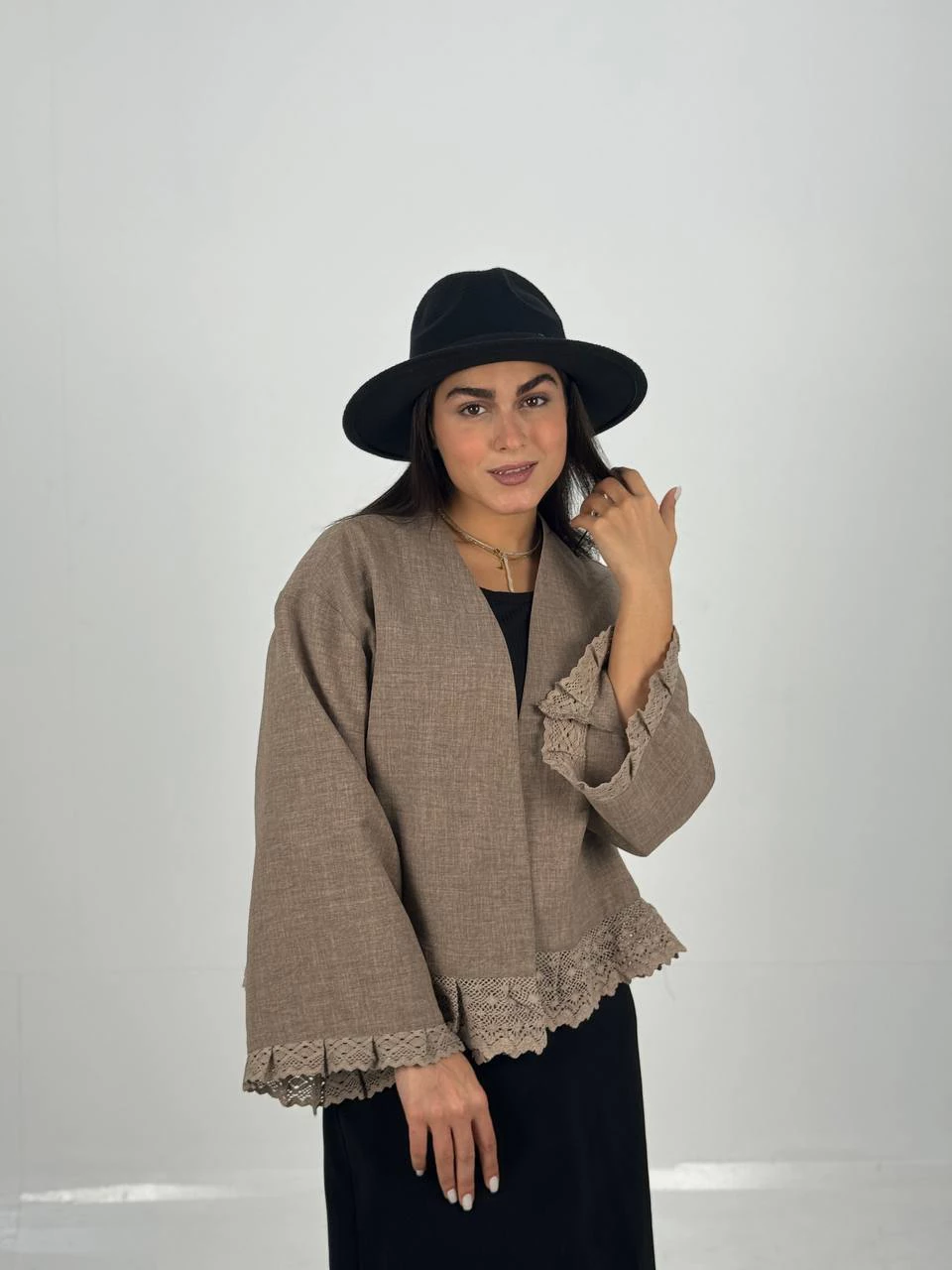 مانتو میدی 61407 لینن پایین گیپور RY