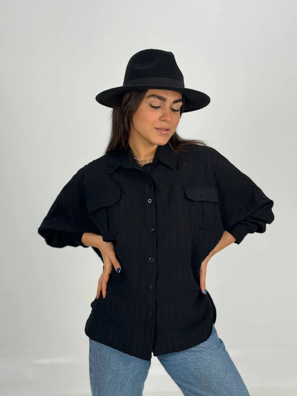 مانتو شومیزی 1008 کیمونو دو جیب بغل مثلثی RY