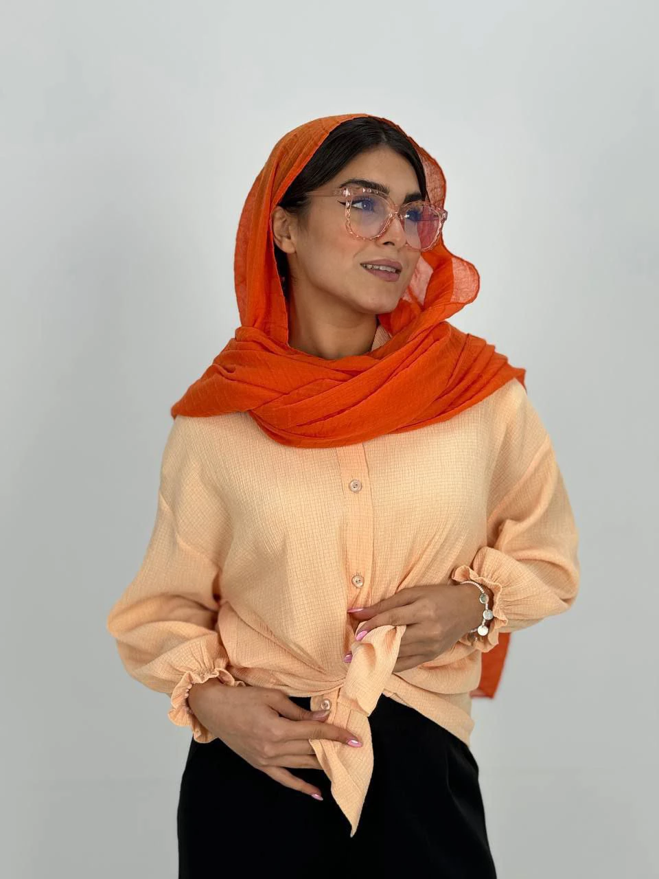 مانتو شومیزی 1017 آدامسی آستین چین دار RY