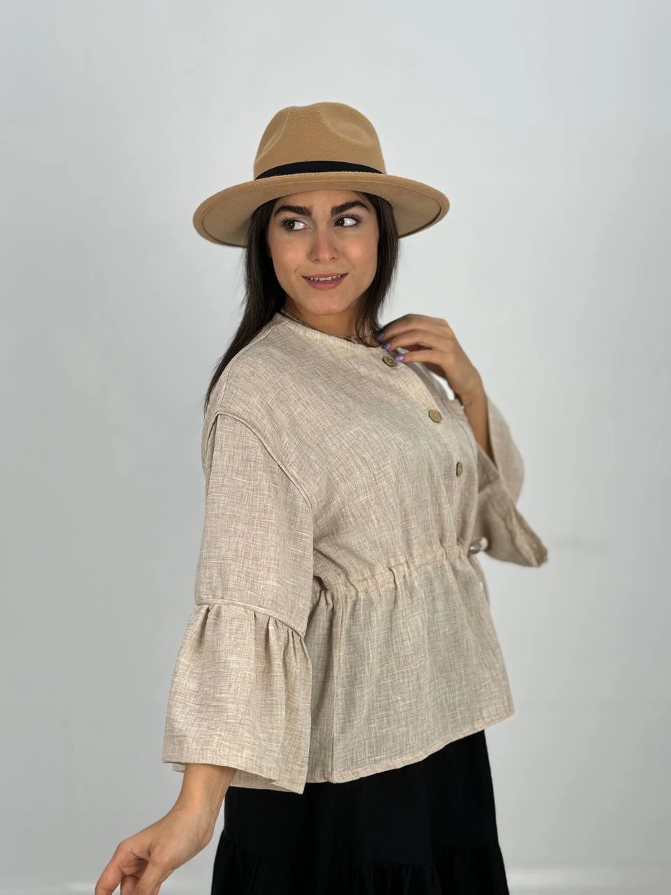 بلوز 61412 تک جیب کمر گت داماسک RY