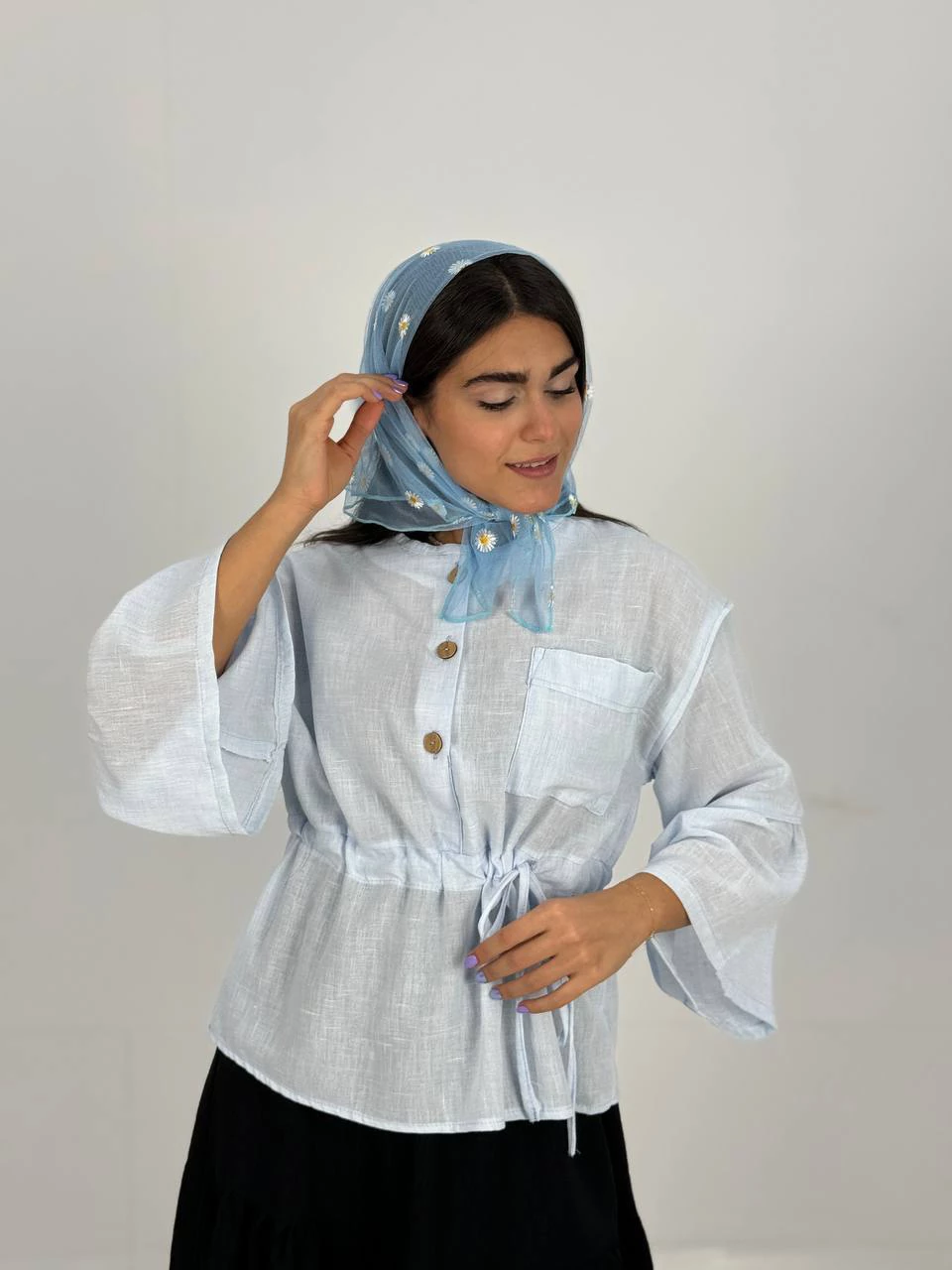 بلوز 61412 تک جیب کمر گت داماسک RY