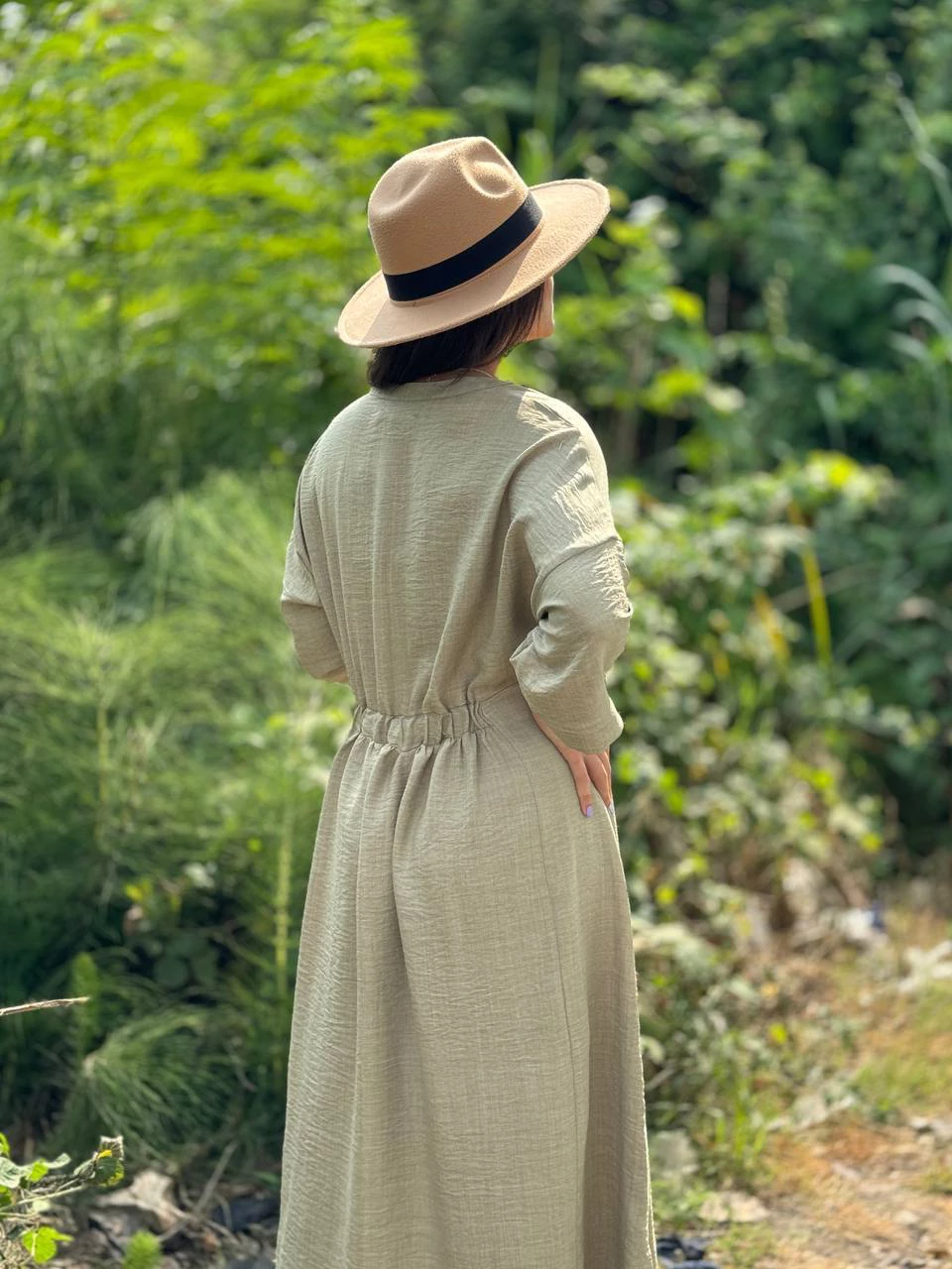 مانتو پیراهنی 61335 لوئیزا بلند چین دار کمردار RY