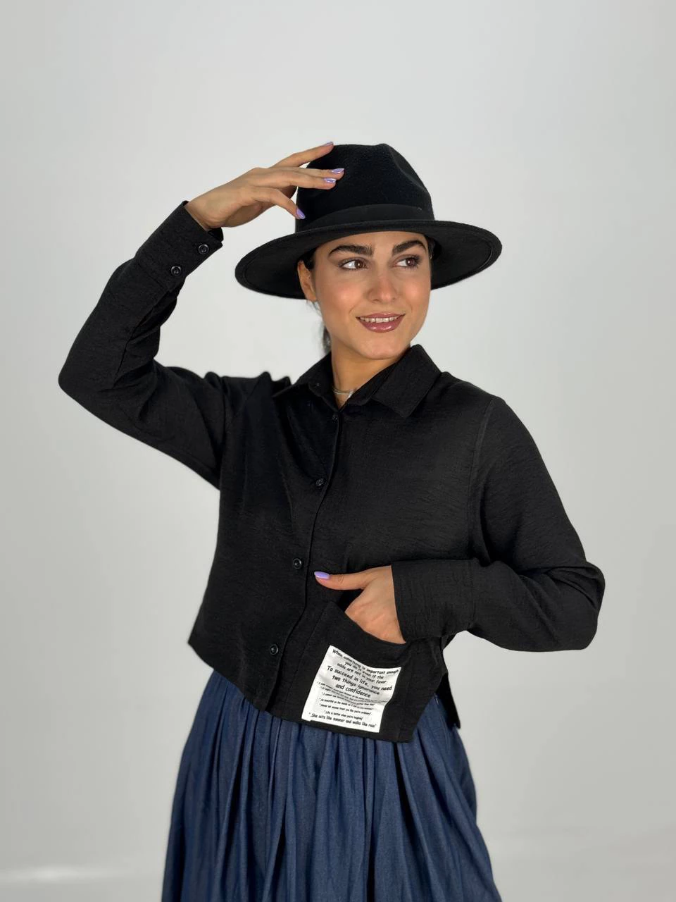 شومیز 61415 کراپ لینن بغل هلال RY