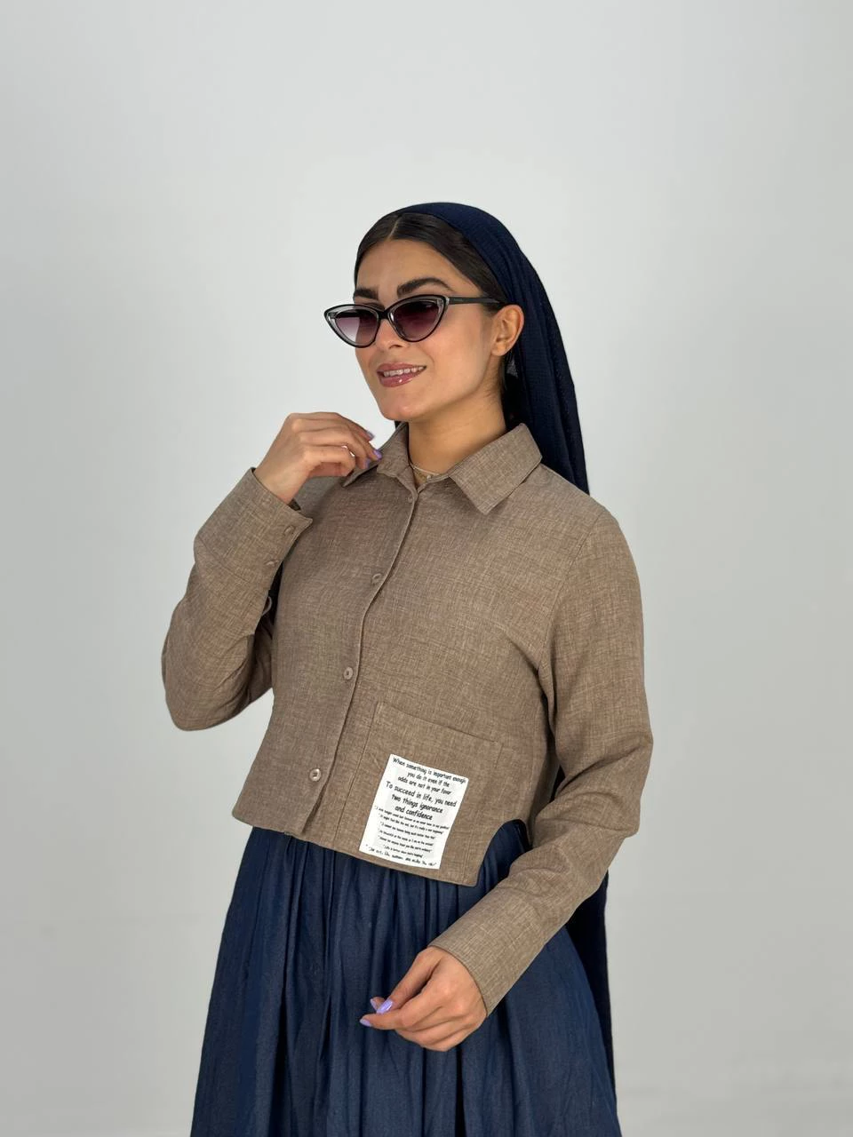 شومیز 61415 کراپ لینن بغل هلال RY