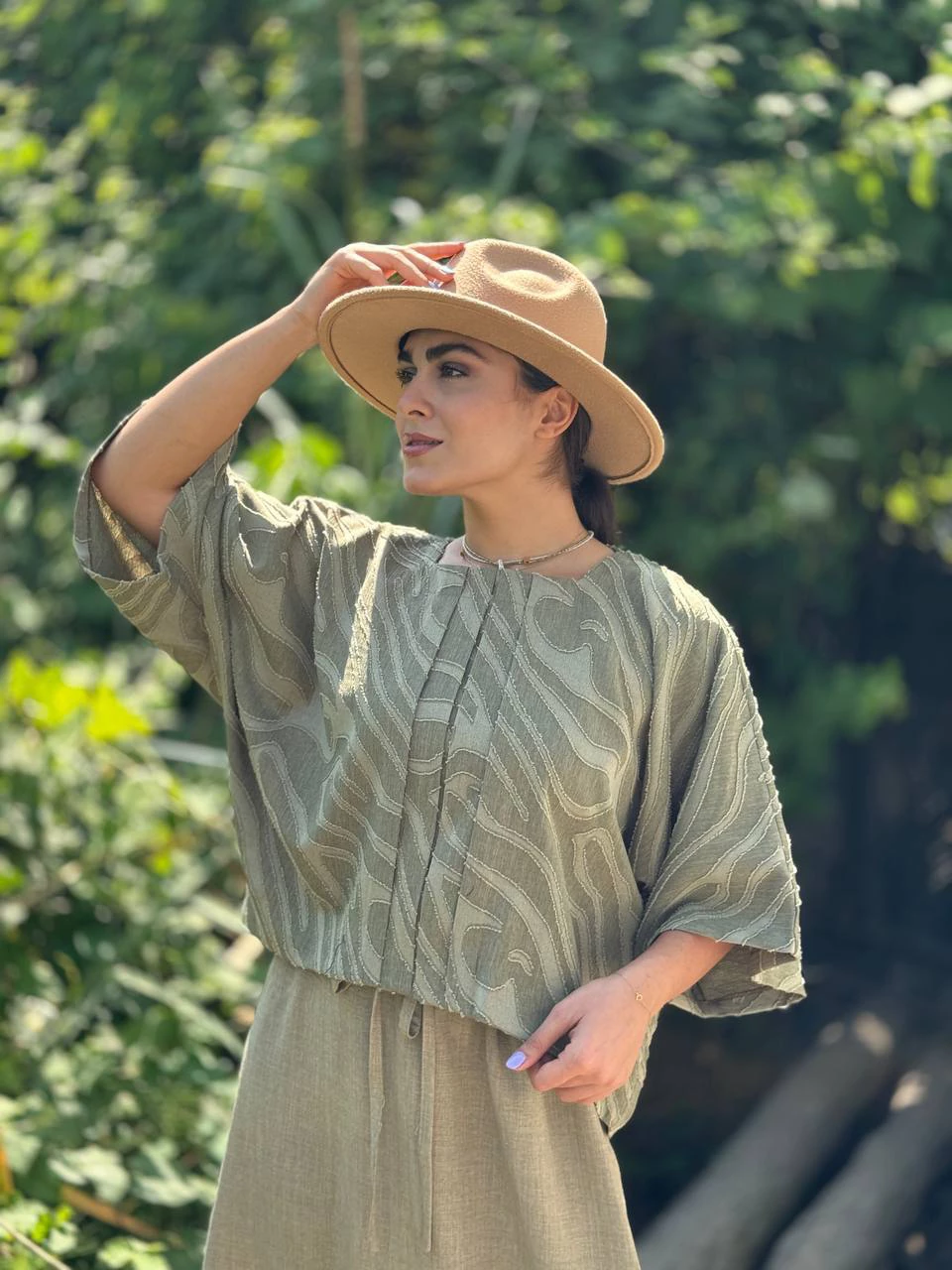 ست بلوز و دامن 61328 کیمونو جلو پیله ژاکارد RY