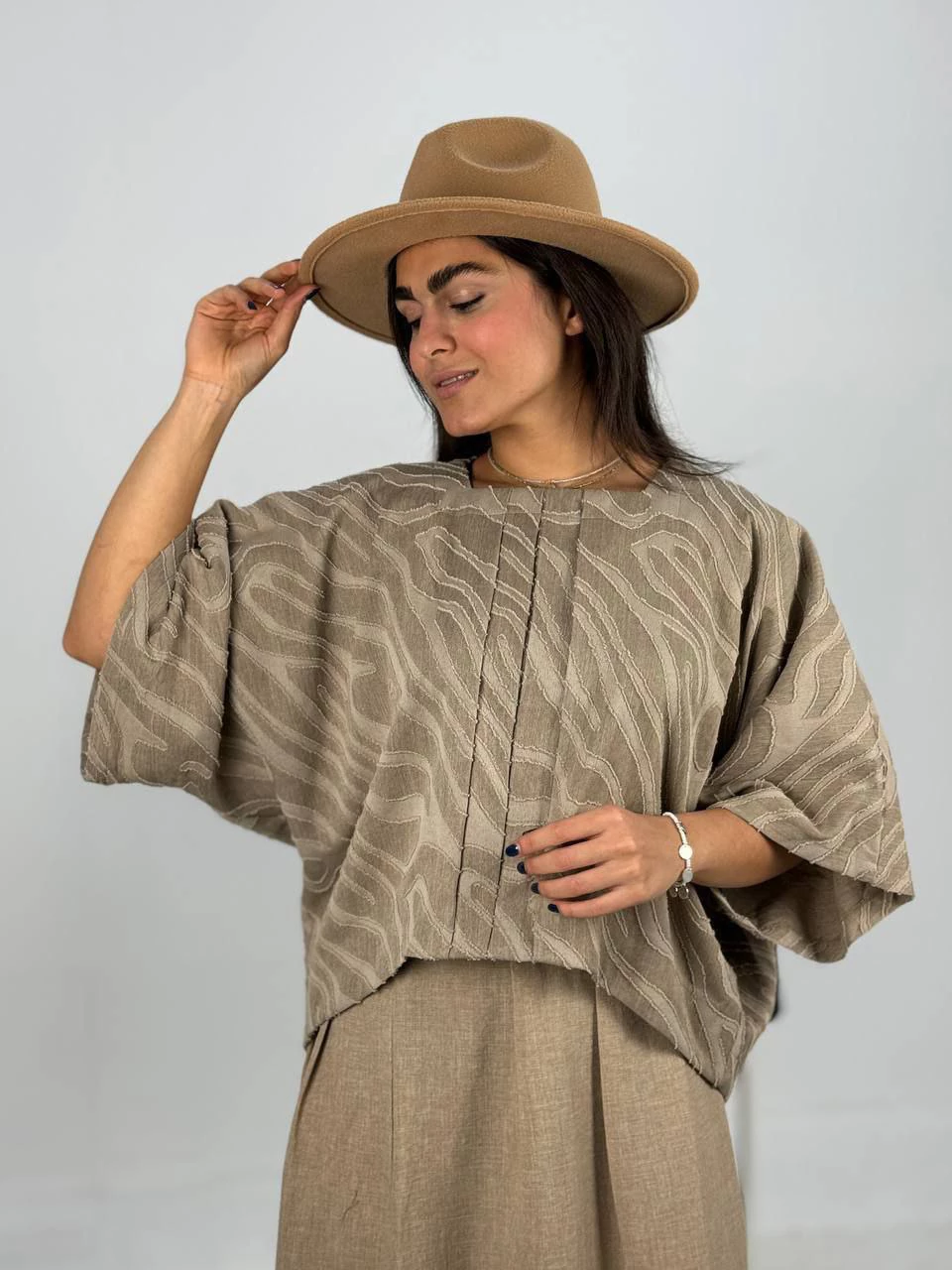 ست بلوز و دامن 61328 کیمونو جلو پیله ژاکارد RY