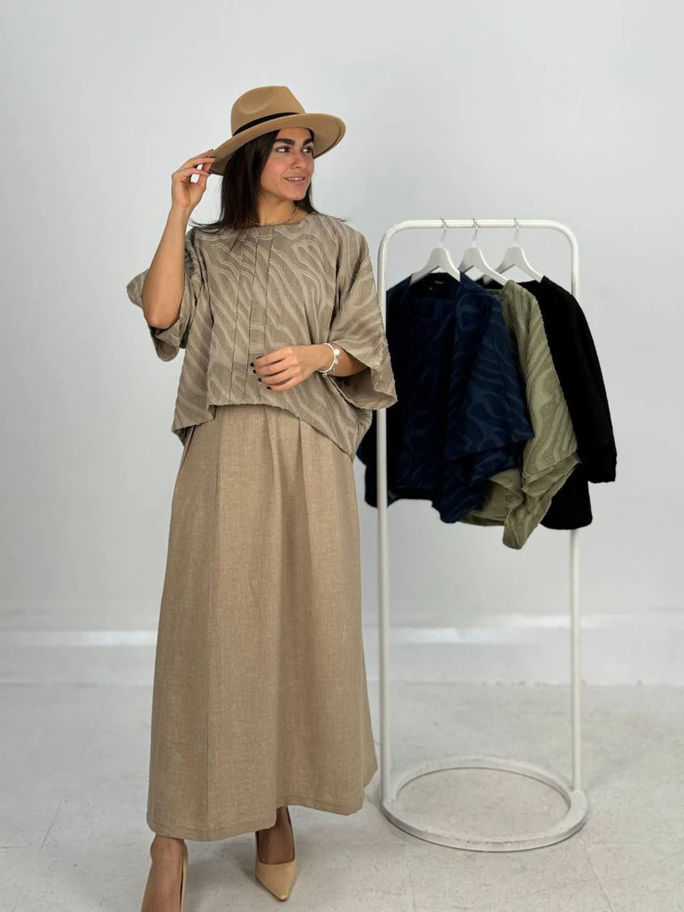 ست بلوز و دامن 61328 کیمونو جلو پیله ژاکارد RY