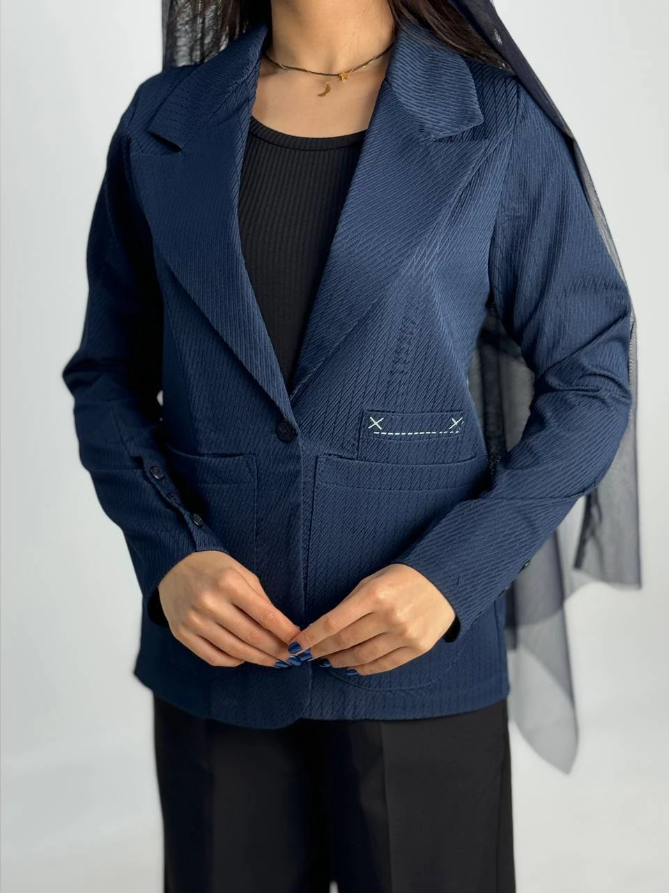 کت یقه انگلیسی 61347 ژاکارد پشت چاکدار RY