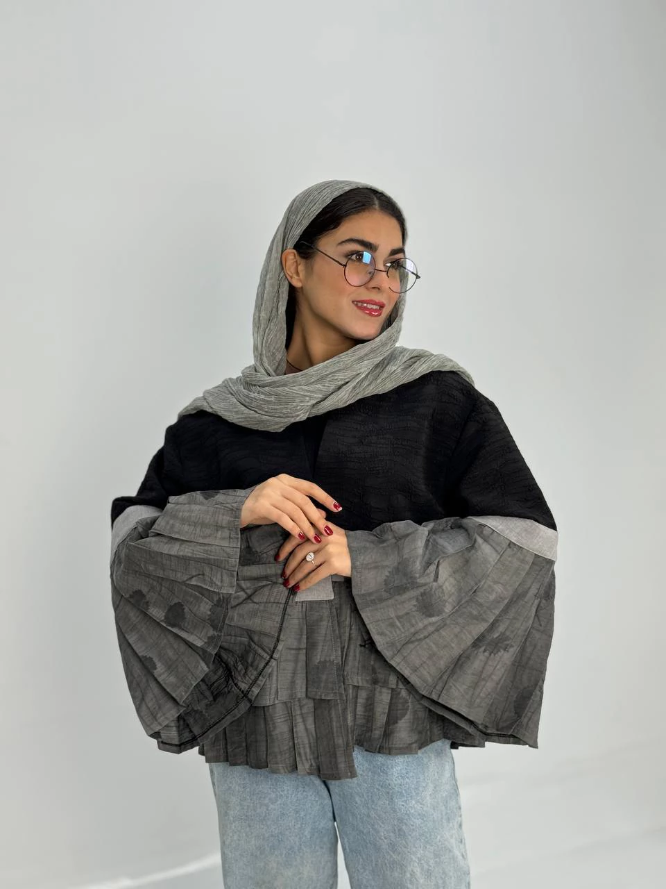 مانتو کوتاه 61302 ترکیبی دامن پیله گازوئیلی RY