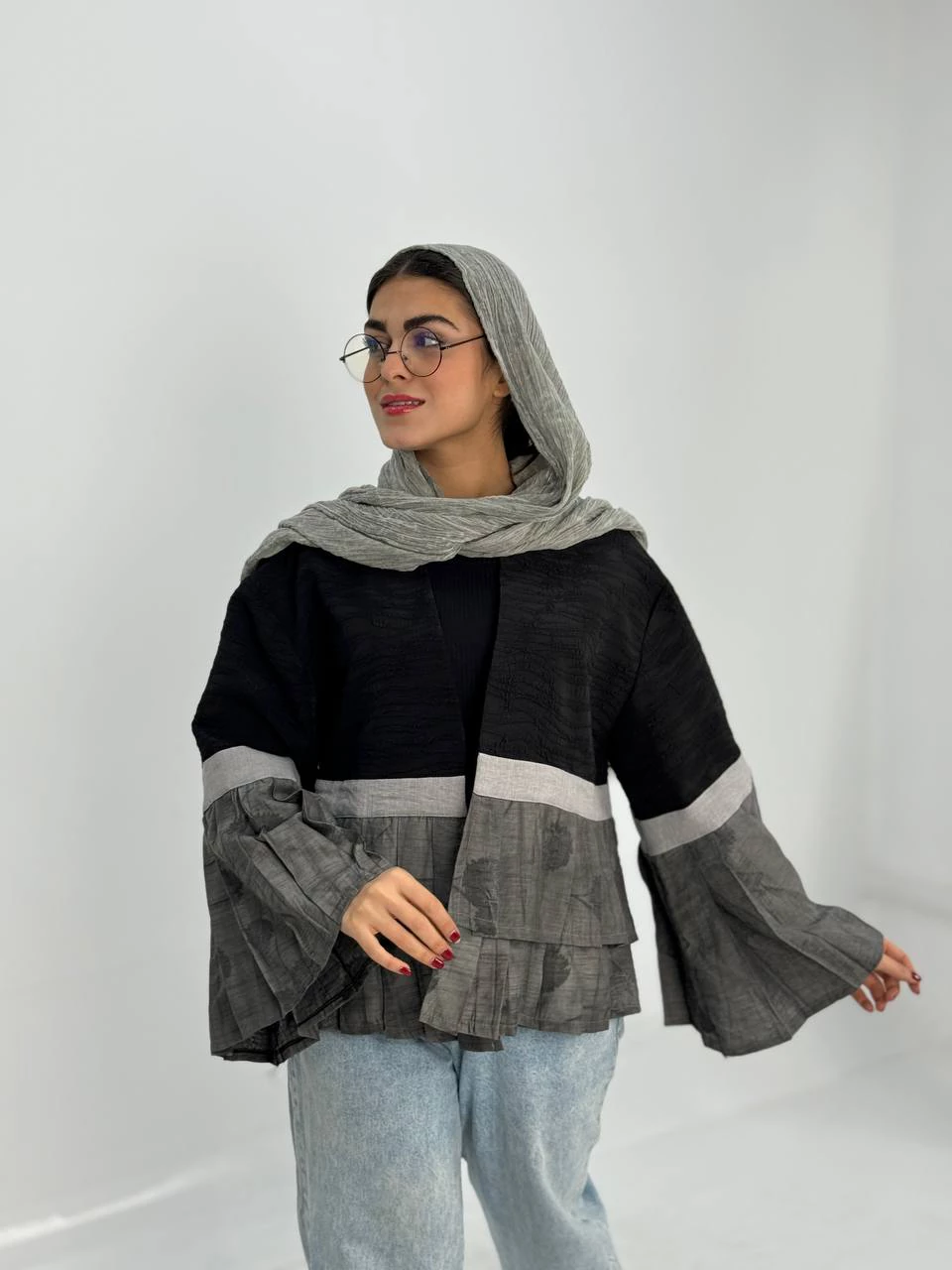 مانتو کوتاه 61302 ترکیبی دامن پیله گازوئیلی RY