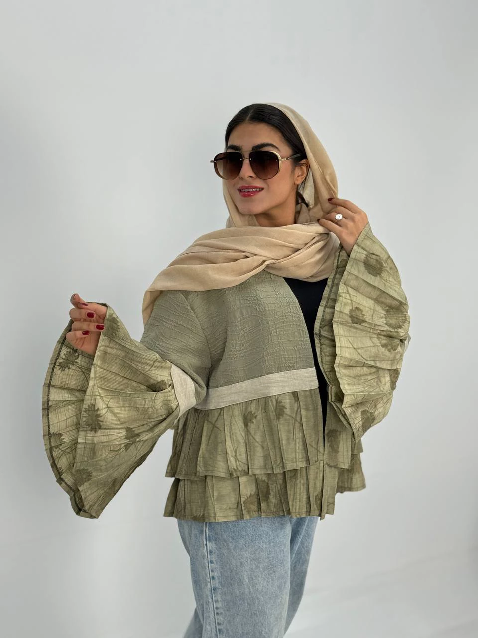 مانتو کوتاه 61302 ترکیبی دامن پیله گازوئیلی RY