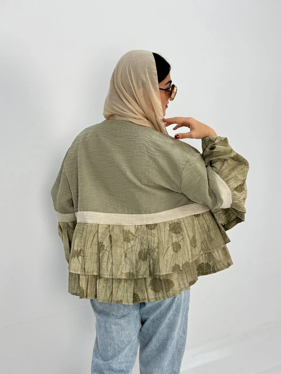 مانتو کوتاه 61302 ترکیبی دامن پیله گازوئیلی RY