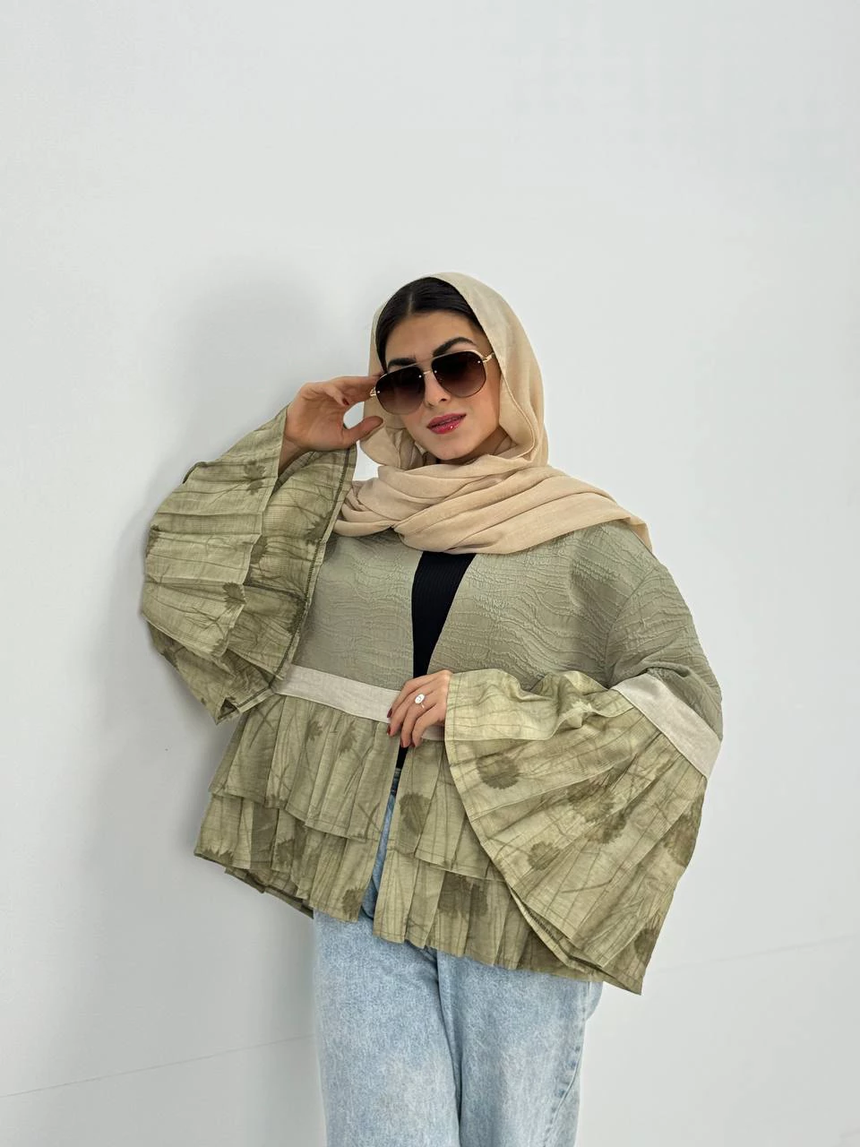 مانتو کوتاه 61302 ترکیبی دامن پیله گازوئیلی RY