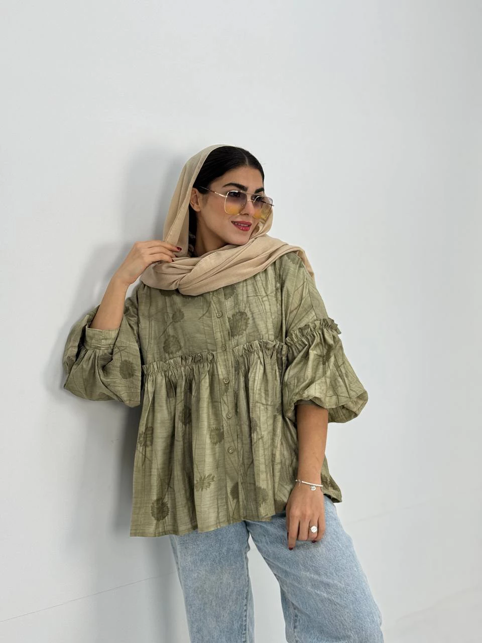 مانتو شومیزی 61313 ژاکارد گازوئیلی عروسکی RY