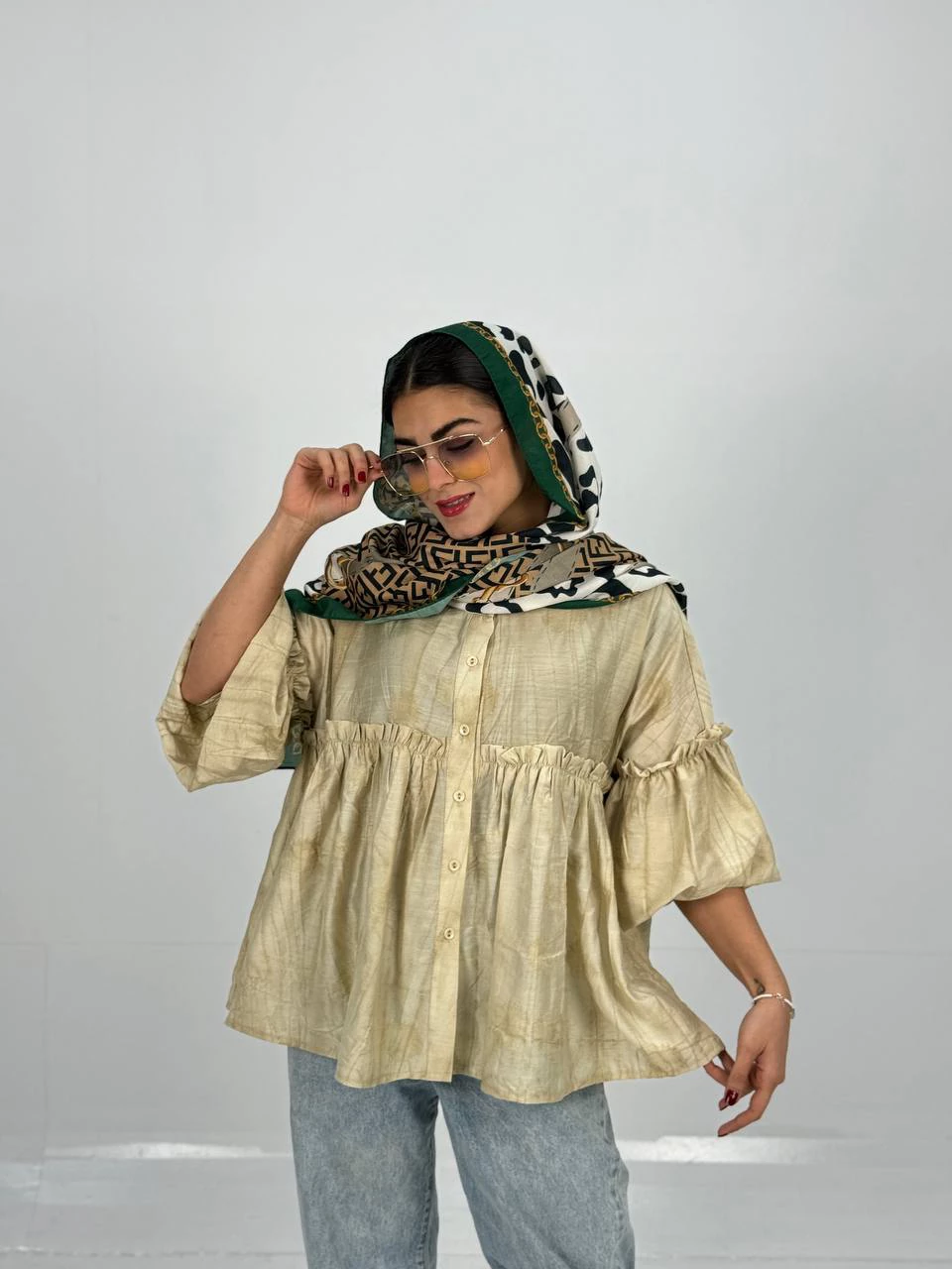 مانتو شومیزی 61313 ژاکارد گازوئیلی عروسکی RY