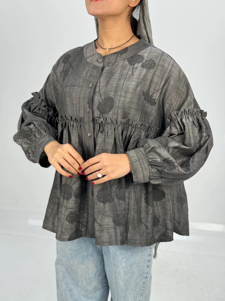 مانتو شومیزی 61313 ژاکارد گازوئیلی عروسکی RY