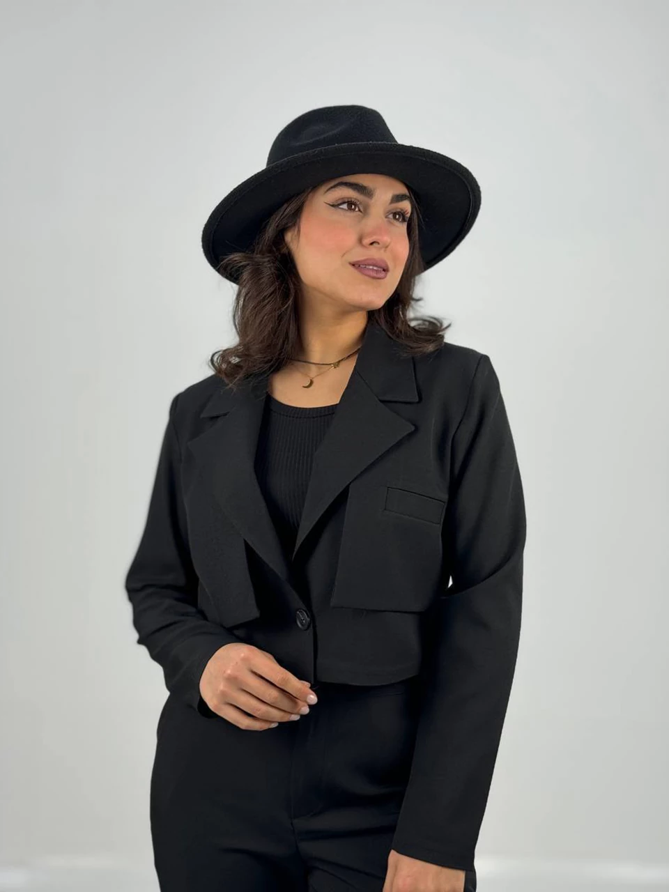 ست کت و شلوار 61324 کراپ ژیله دار RY