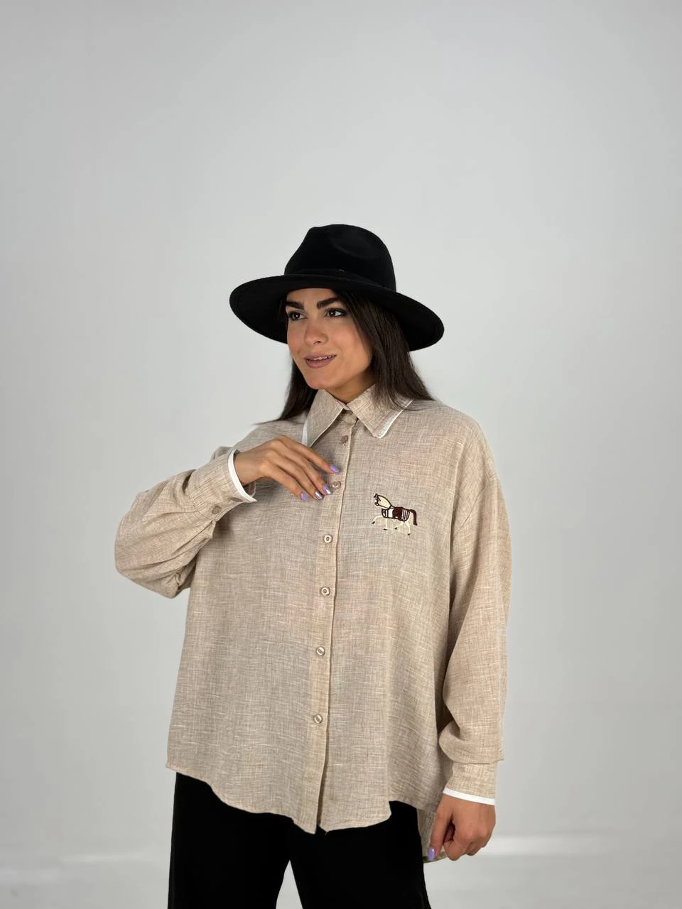 مانتو شومیزی 61392 داماسک جلو کوتاه پشت بلند RY