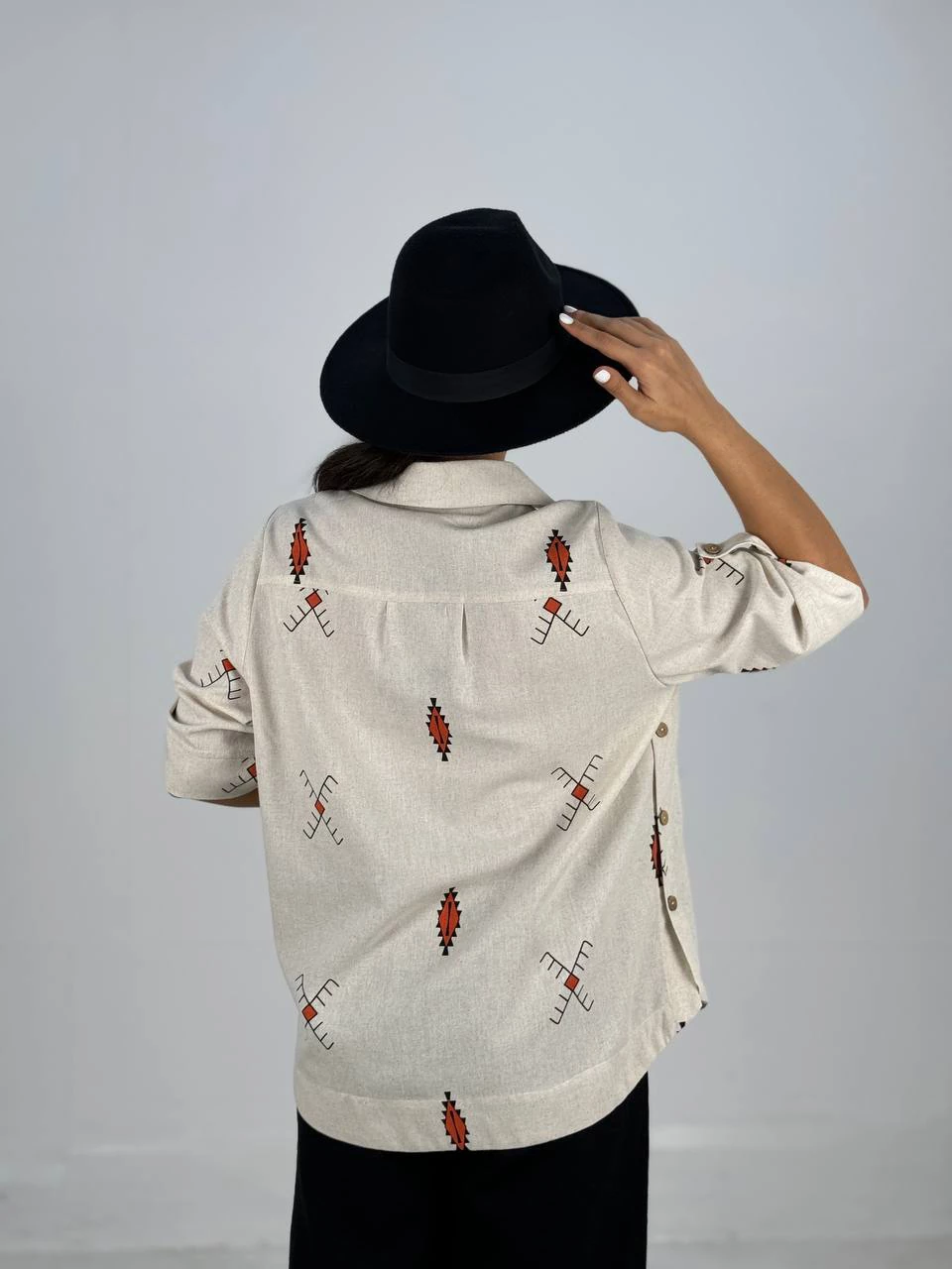 مانتو شومیزی 61421 نچرال دکمه چوبی RY