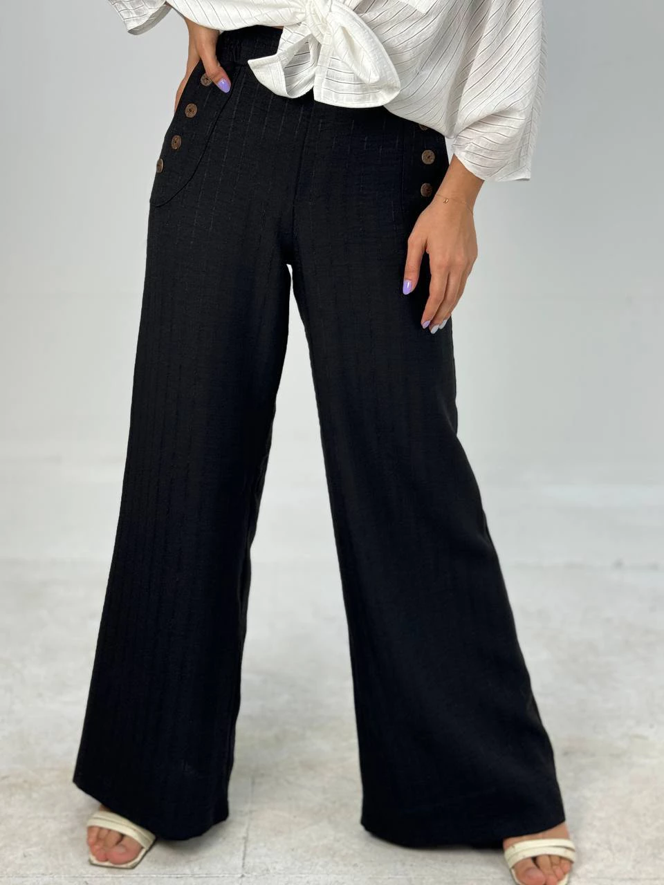 شلوار پارچه ای دمپا 31069 لینن دکمه چوبی RY