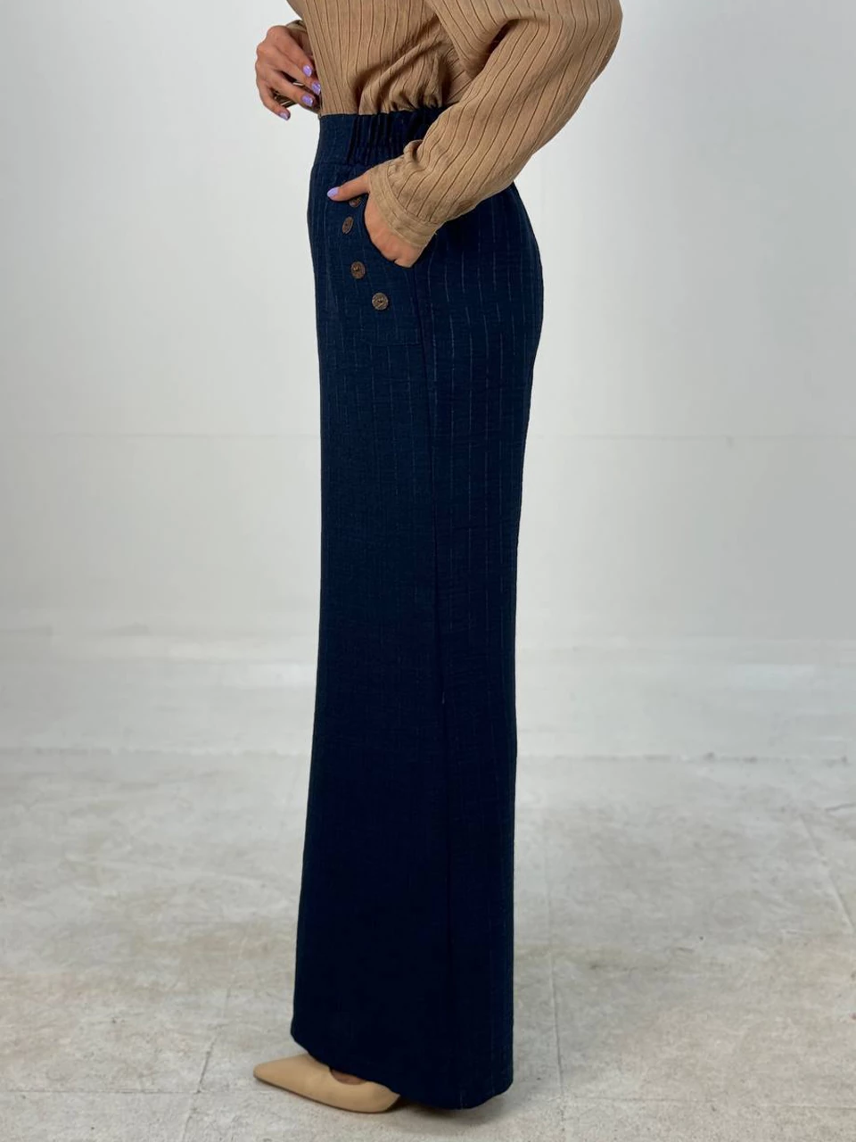 شلوار پارچه ای دمپا 31069 لینن دکمه چوبی RY