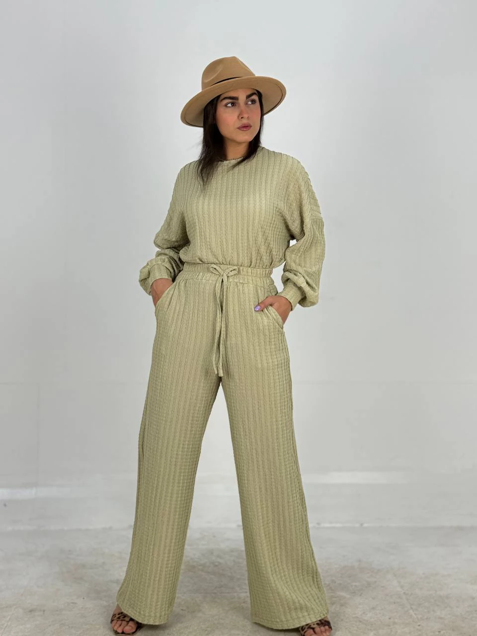 ست بلوز و شلوار 61423 یقه گرد مراکشی RY