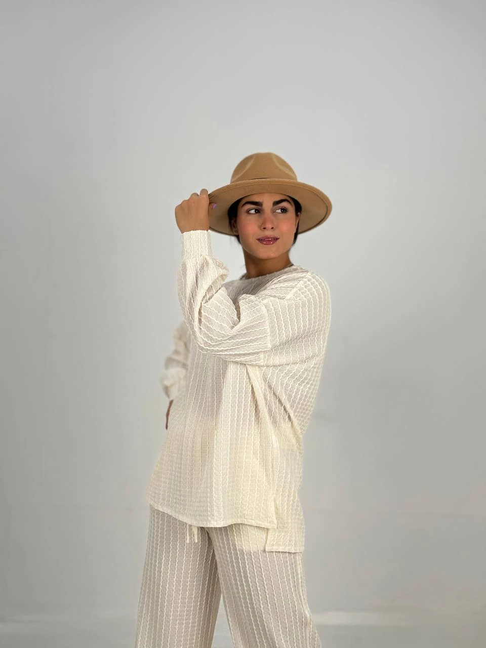 ست بلوز و شلوار 61423 یقه گرد مراکشی RY