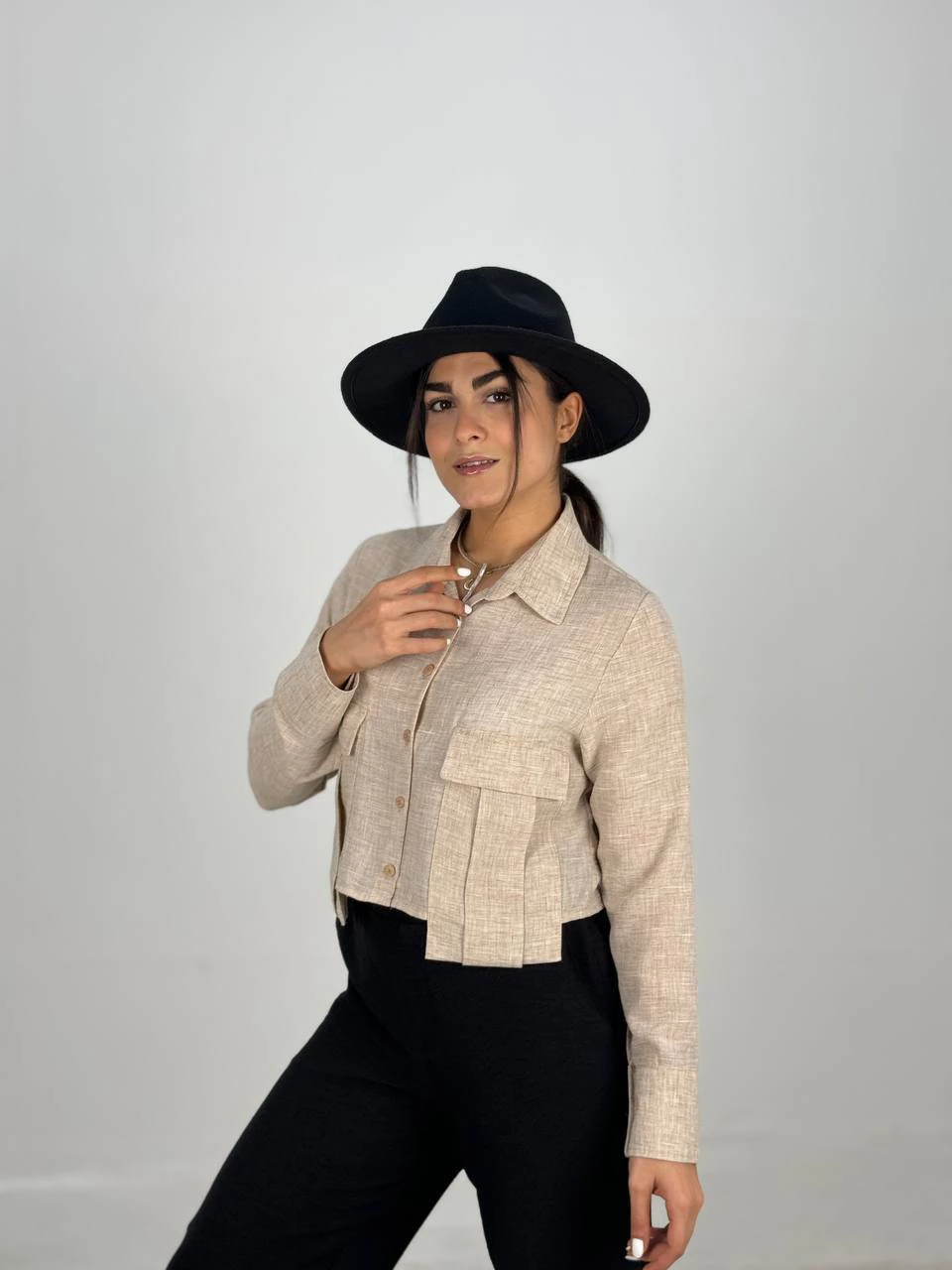 شومیز 61403 داماسک جیب گوشواره RY