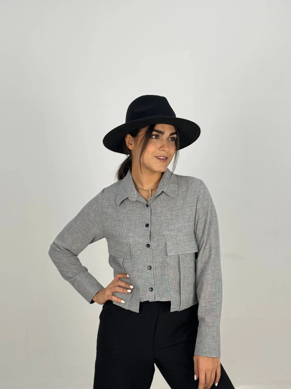 شومیز 61403 داماسک جیب گوشواره RY