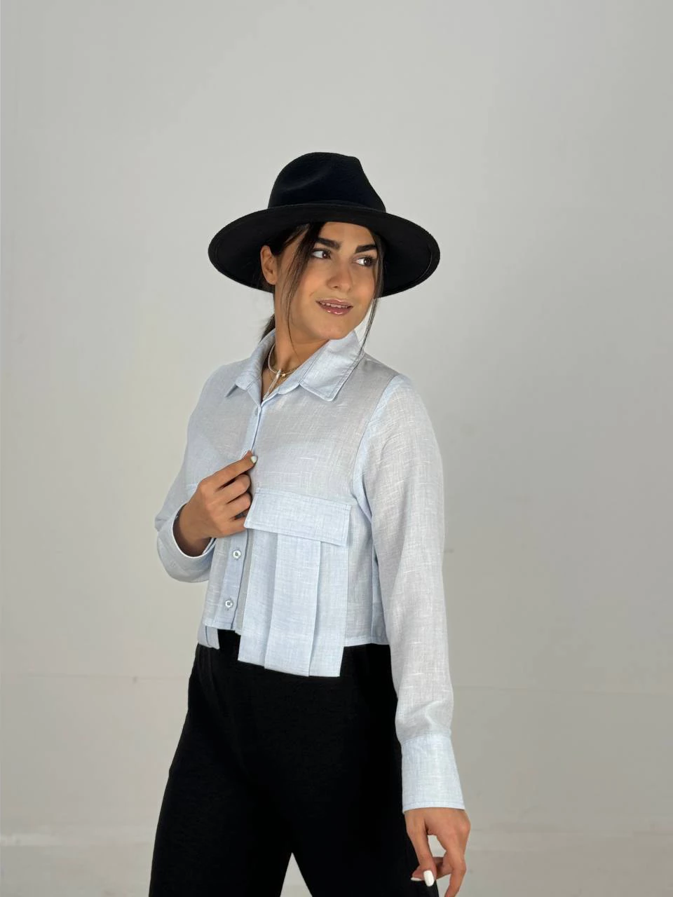 شومیز 61403 داماسک جیب گوشواره RY