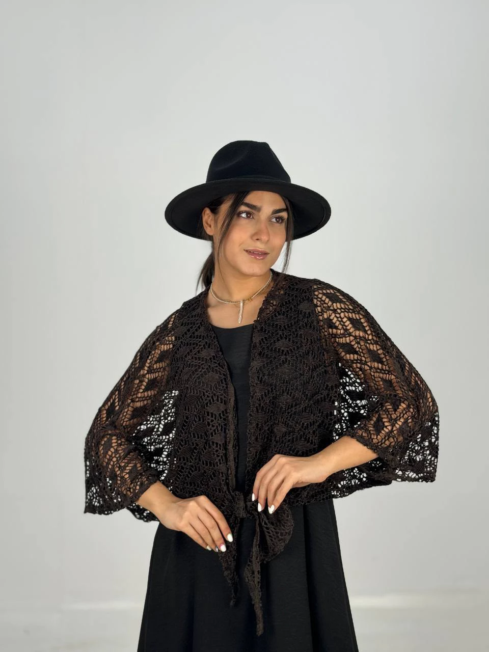 شومیز 61446 شنل گره ای گیپور RY