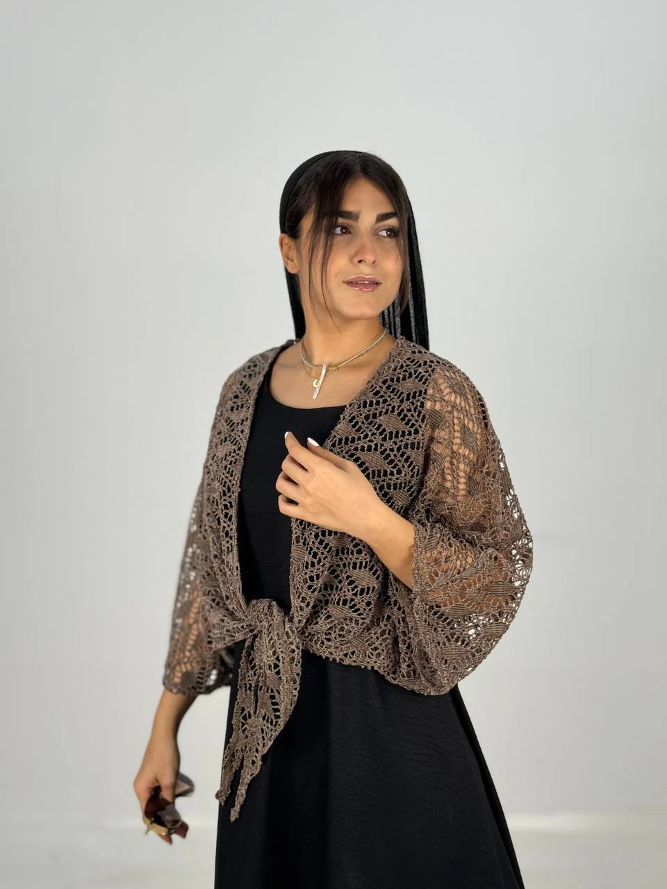 شومیز 61446 شنل گره ای گیپور RY